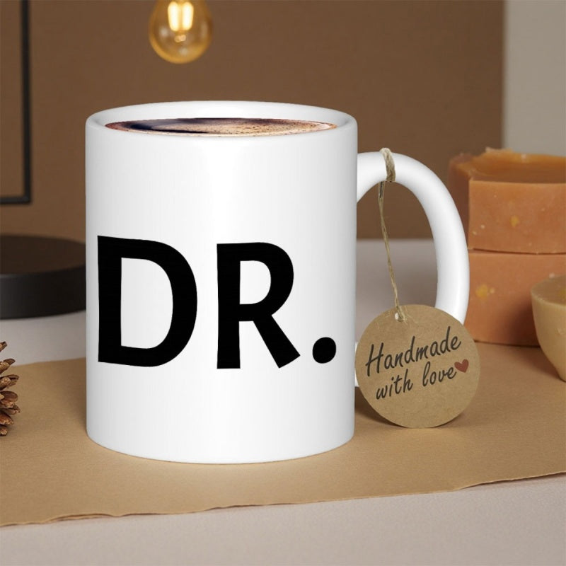 Tailorly White Ceramic 11 oz Mug - Dr Minimalist With Bold Black Printed Professional Title Mug
