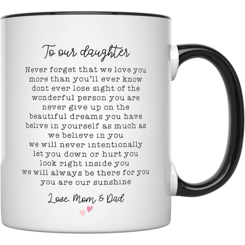 Tailorly Black Accent 11 oz Mug - to our daughter from mom and dad