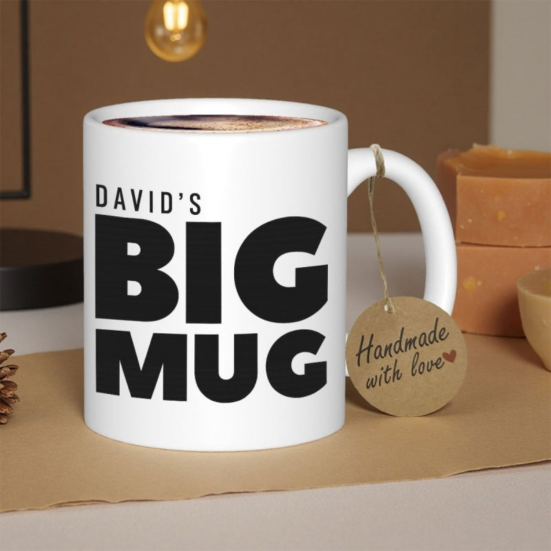 Tailorly White Ceramic 11 oz Mug - Davids Big Mug Minimalist Bold Typography Standing On Clean Mug