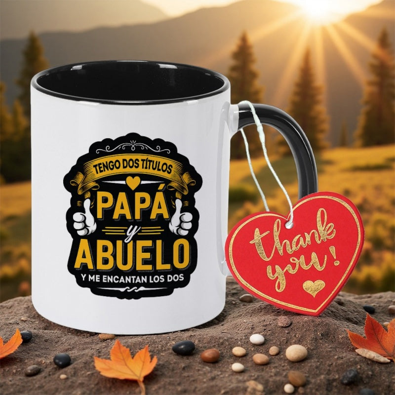 Tailorly Black Accent 11 oz Mug - spanish dad with two titles vintage style design