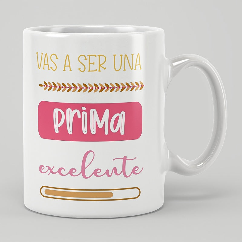 Tailorly White Ceramic 11 oz Mug - Minimalist Loading Bar With Decorative Branch And Colorful Pink Accents Mug