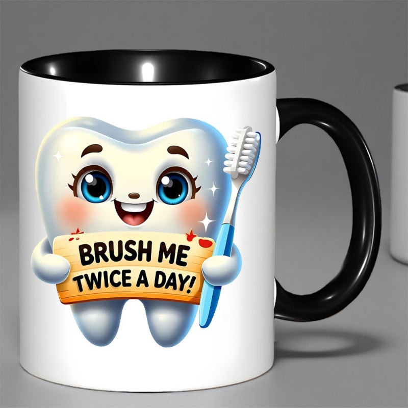 Tailorly Black Accent 11 oz Mug - 1pc ceramic tooth mug with insulated reusable hand wash ideal for hot cold beverages perfect gift for birthdays
