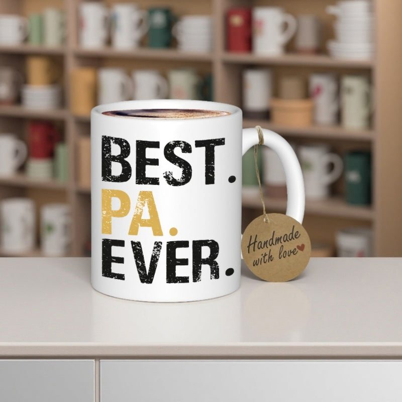 Tailorly White Ceramic 11 oz Mug - Best Pa Ever Distressed Bold Typography With Golden Highlights For Medical Professional Mug