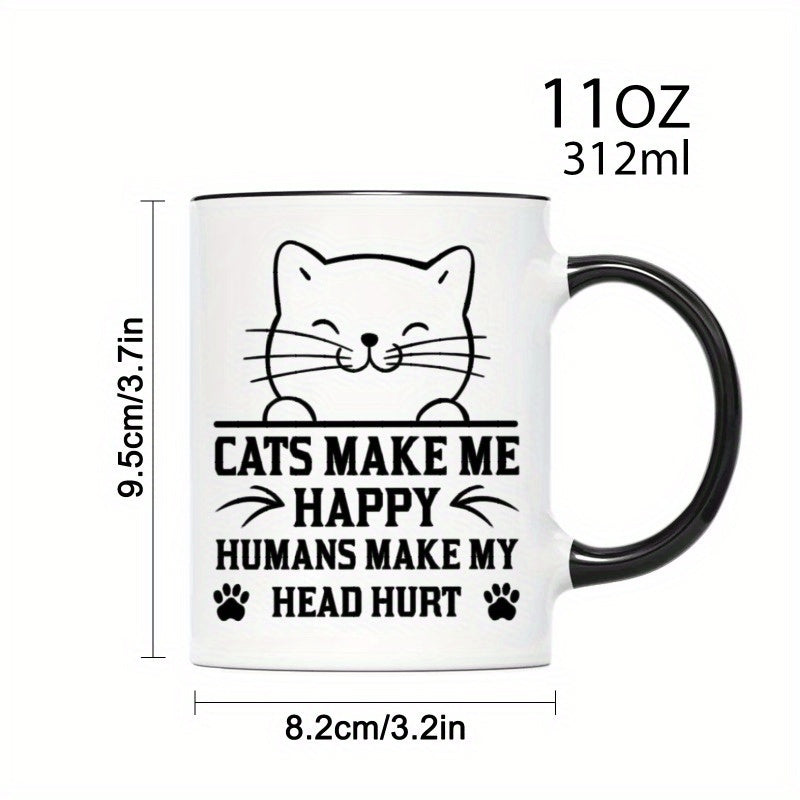Tailorly Black Accent 11 oz Mug - funny cat coffee cup with cute kitten and humorous design