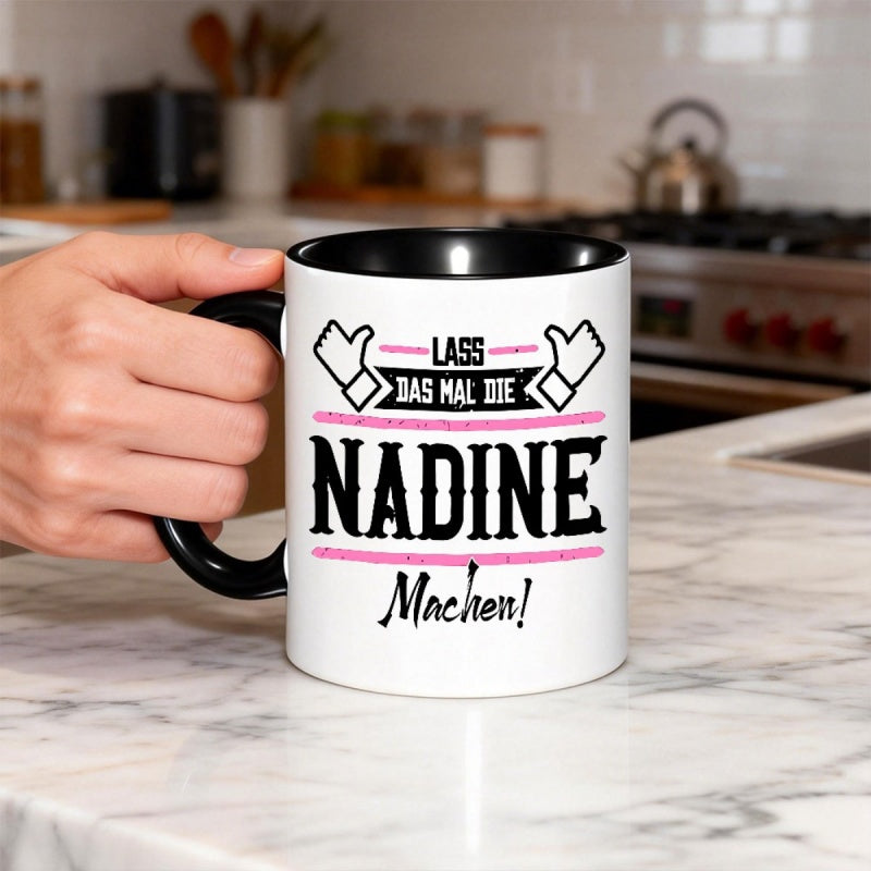 Tailorly Black Accent 11 oz Mug - funny name with thumbs