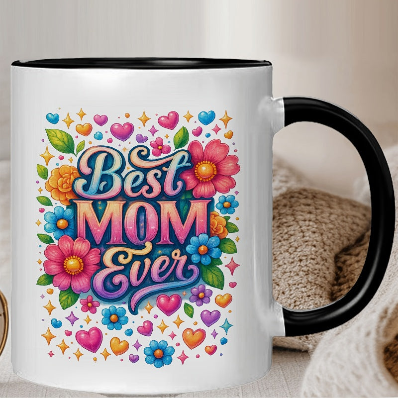 Tailorly Black Accent 11 oz Mug - multicolor floral heart patterns