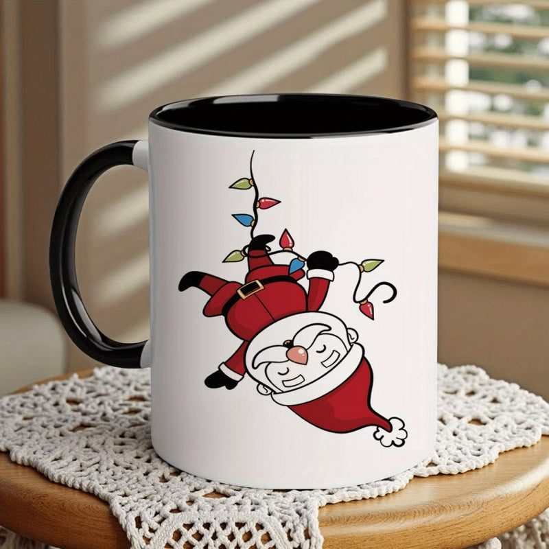 Tailorly Black Accent 11 oz Mug - upside down santa claus