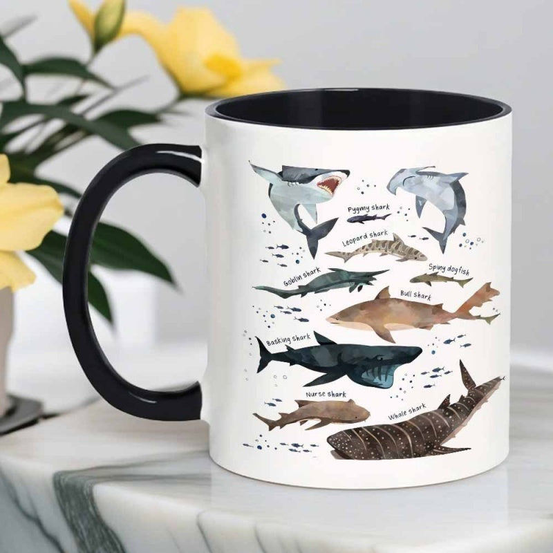 Tailorly Black Accent 11 oz Mug - 11 oz watercolor mug gift for for fathers day christmas halloween thanksgiving back to school or