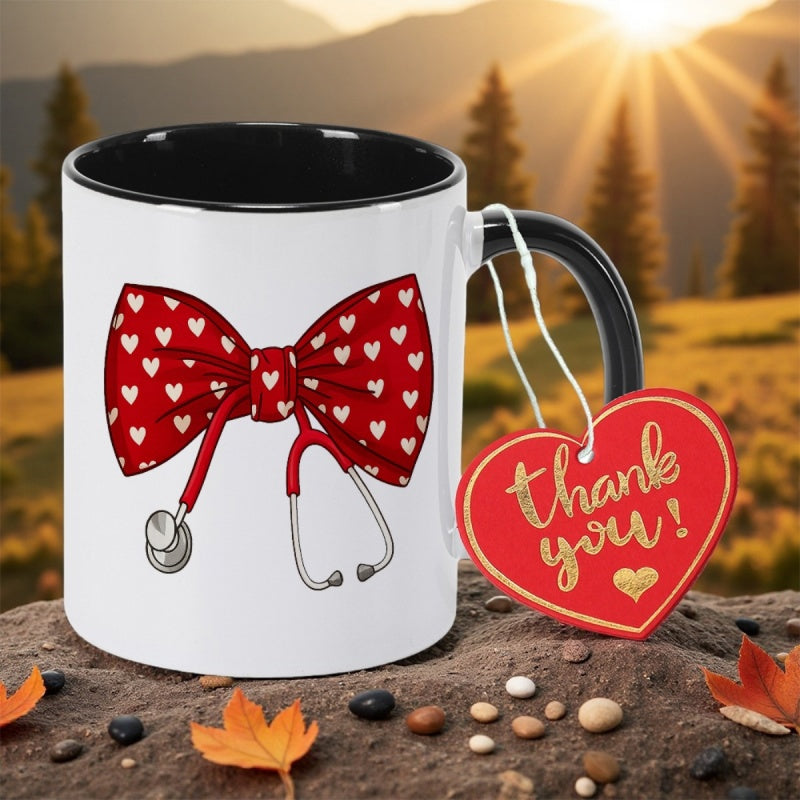 Tailorly Black Accent 11 oz Mug - red bow tie