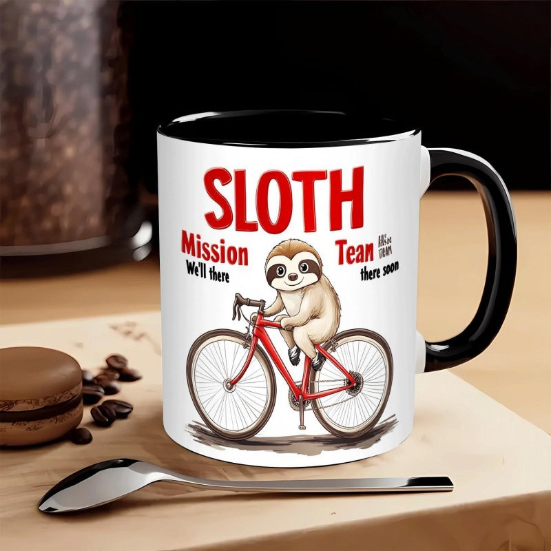 Tailorly Black Accent 11 oz Mug - sloth design
