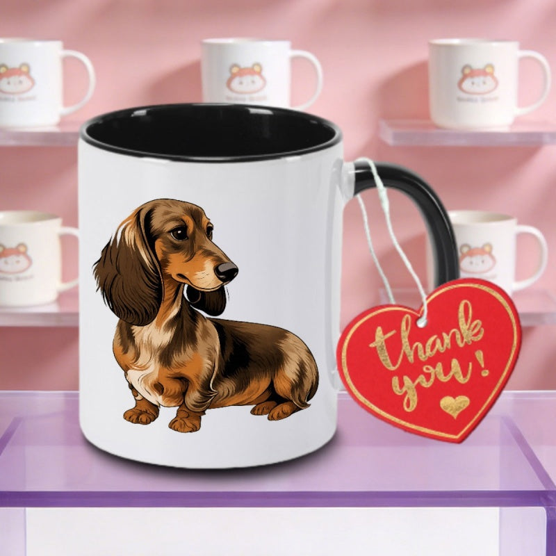 Tailorly Black Accent 11 oz Mug - cute long eared dachshund logo
