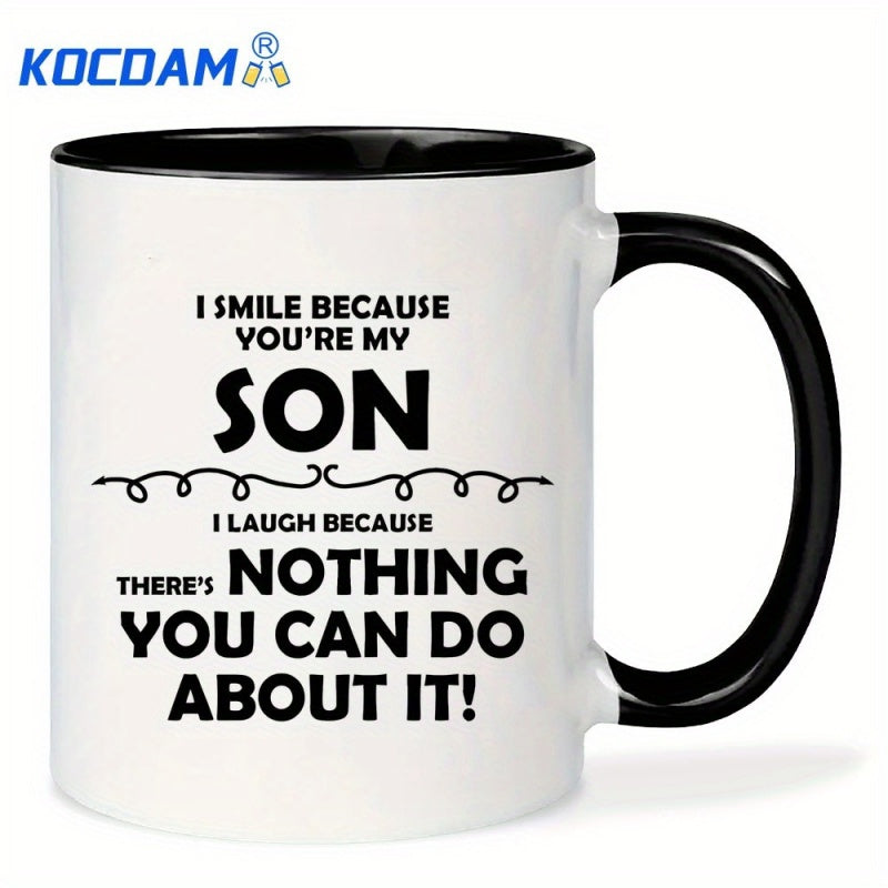 Tailorly Black Accent 11 oz Mug - funny son coffee mug text: "you're my son"