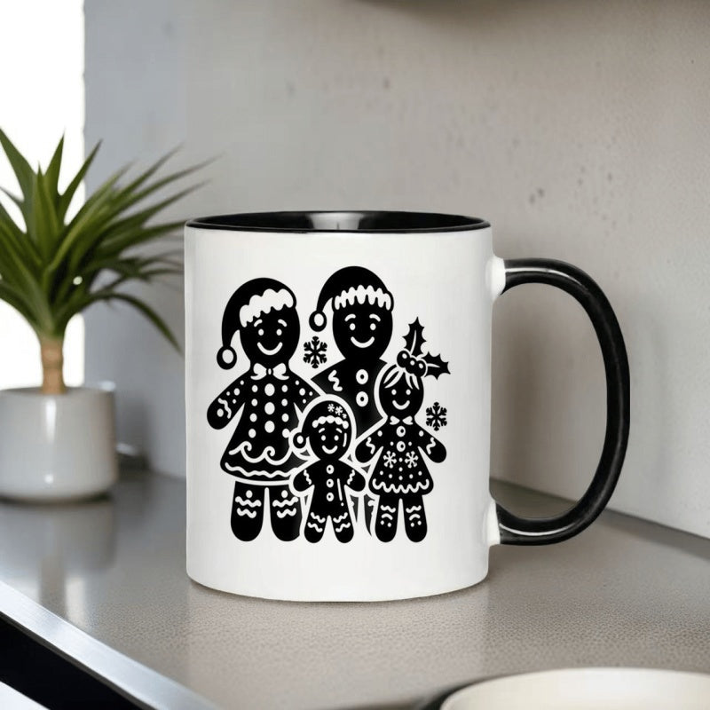 Tailorly Black Accent 11 oz Mug - funny christmas cookie snowflake design