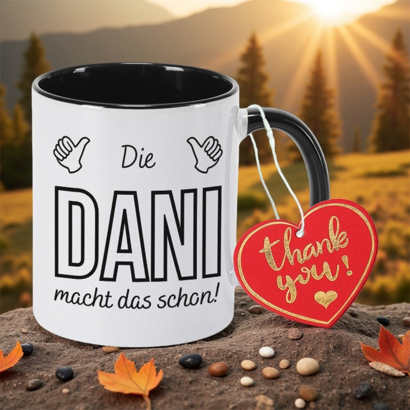Tailorly Black Accent 11 oz Mug - with die dani macht das with thumbs 11oz 350mlceramic coffee mug coffee cup birthday gift new year gift reusable