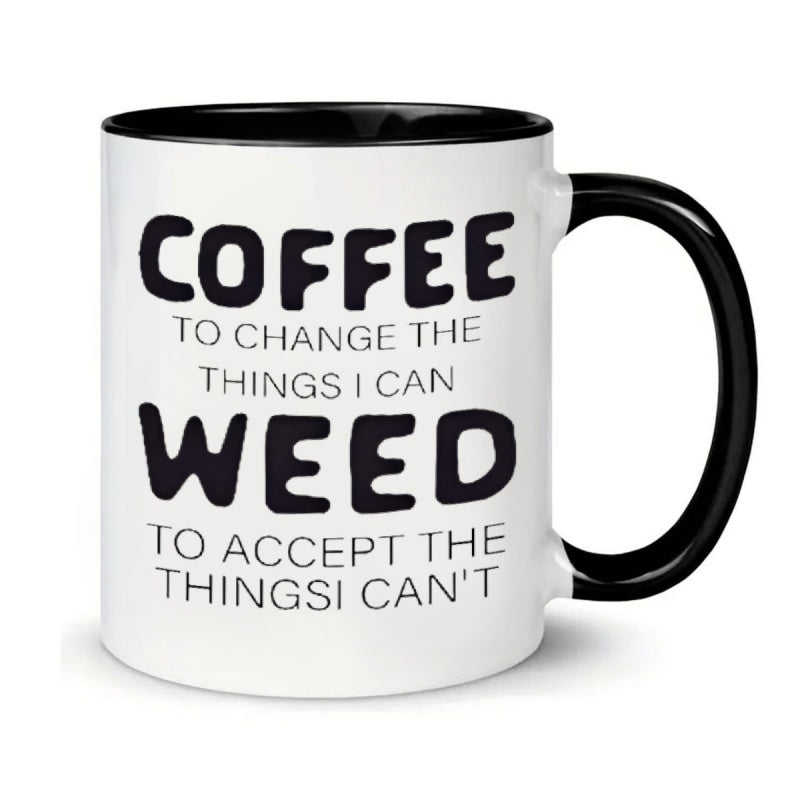 Tailorly Black Accent 11 oz Mug - 1pc 11oz ceramic coffee mug printed insulated portable coffee cup suitable for hot and cold drinks hand washed or