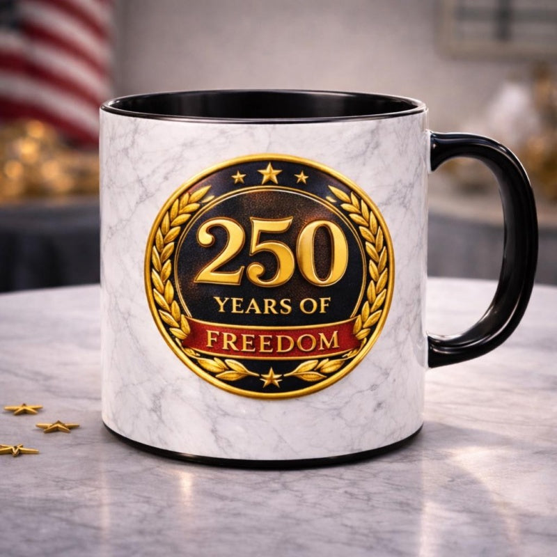 Tailorly Black Accent 11 oz Mug - 1776 2026 patriotic USA 250th anniversary