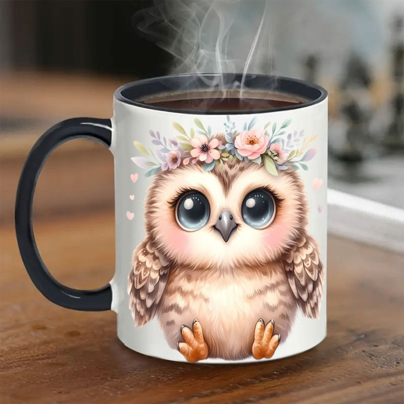 Tailorly Black Accent 11 oz Mug - cute owl