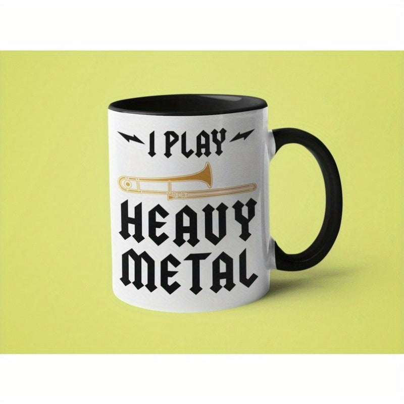 Tailorly Black Accent 11 oz Mug - trombone player illustration