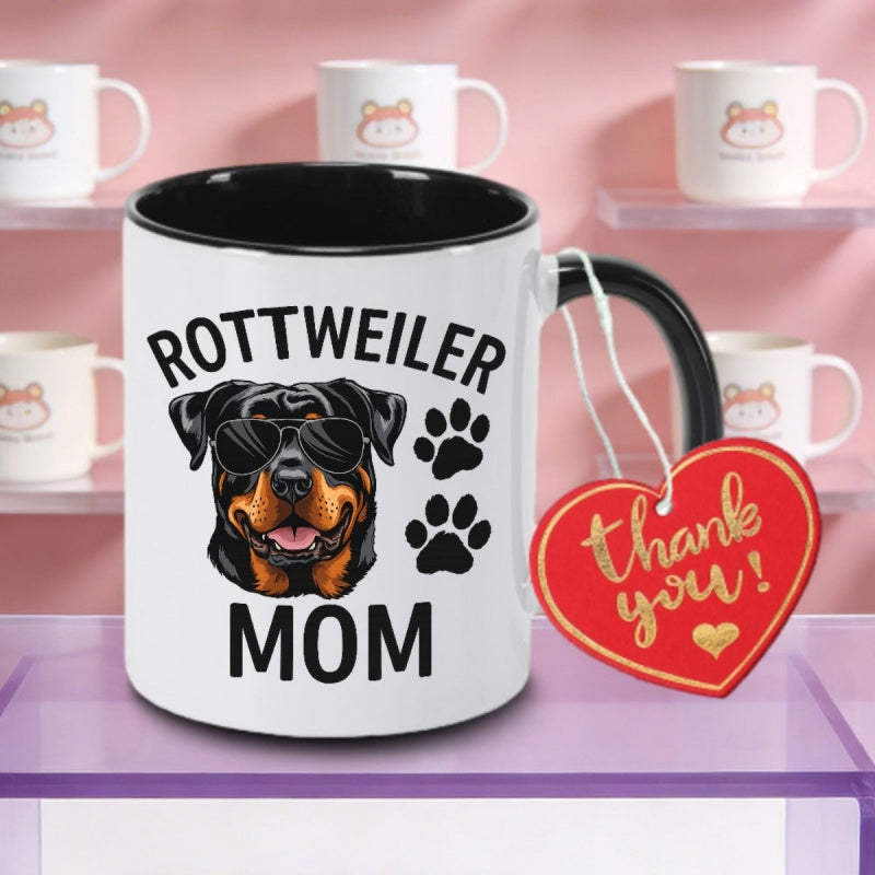 Tailorly Black Accent 11 oz Mug - rottweiler mom logo