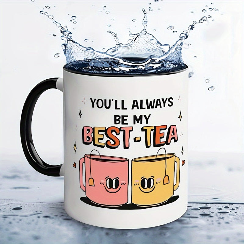 Tailorly Black Accent 11 oz Mug - cute tea cup design with "youll tea" quote