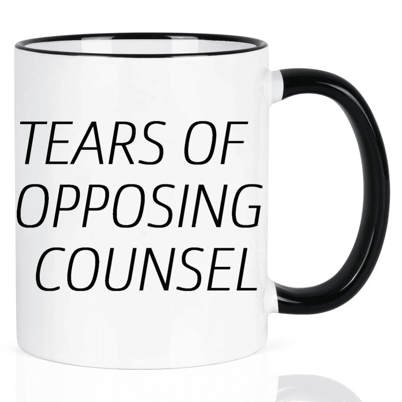 Tailorly Black Accent 11 oz Mug - tears of opposing text with heart shape