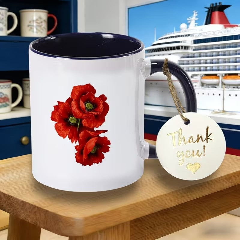 Tailorly Black Accent 11 oz Mug - Ceramic Coffee Cup - Mug - Tea Cup - Thanksgiving Gift - - Reusable - Suitable for Holding Tea Milk Water - Gift