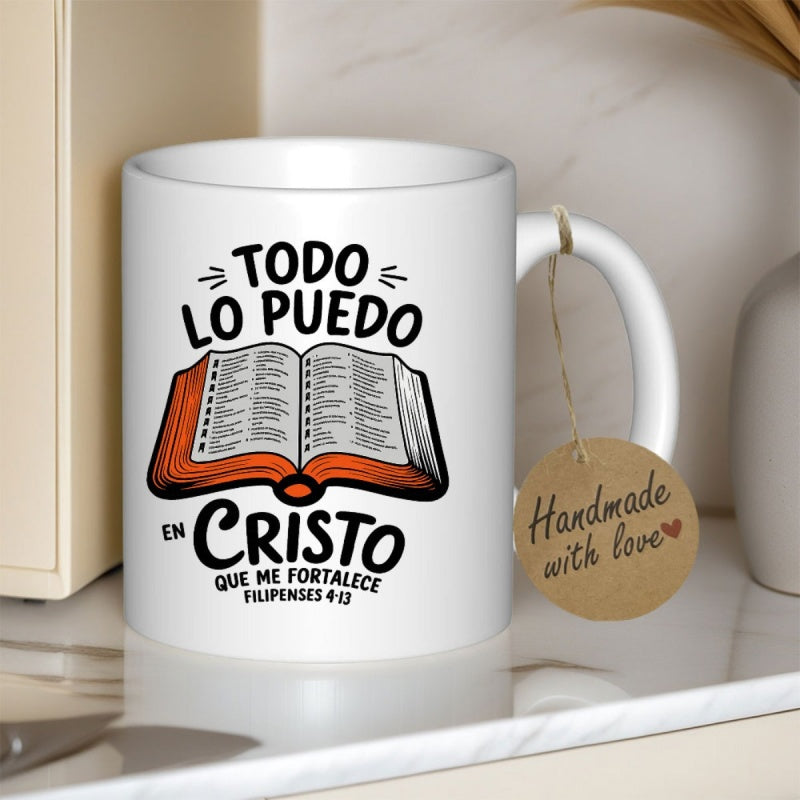 Tailorly White Ceramic 11 oz Mug - Detailed Open Holy Book Showing Many Delicate Paper Pages Of Faith Bible