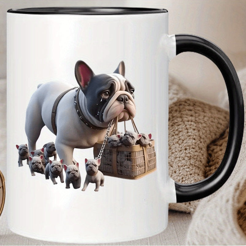 Tailorly Black Accent 11 oz Mug - french bulldog puppies with mother puppies