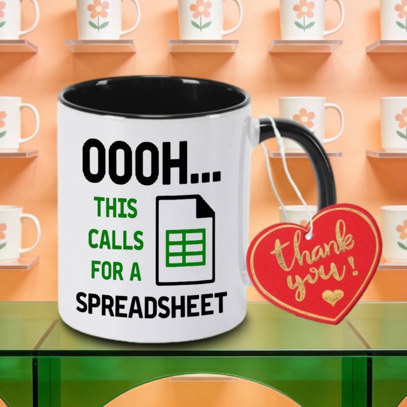 Tailorly Black Accent 11 oz Mug - spreadsheet logo