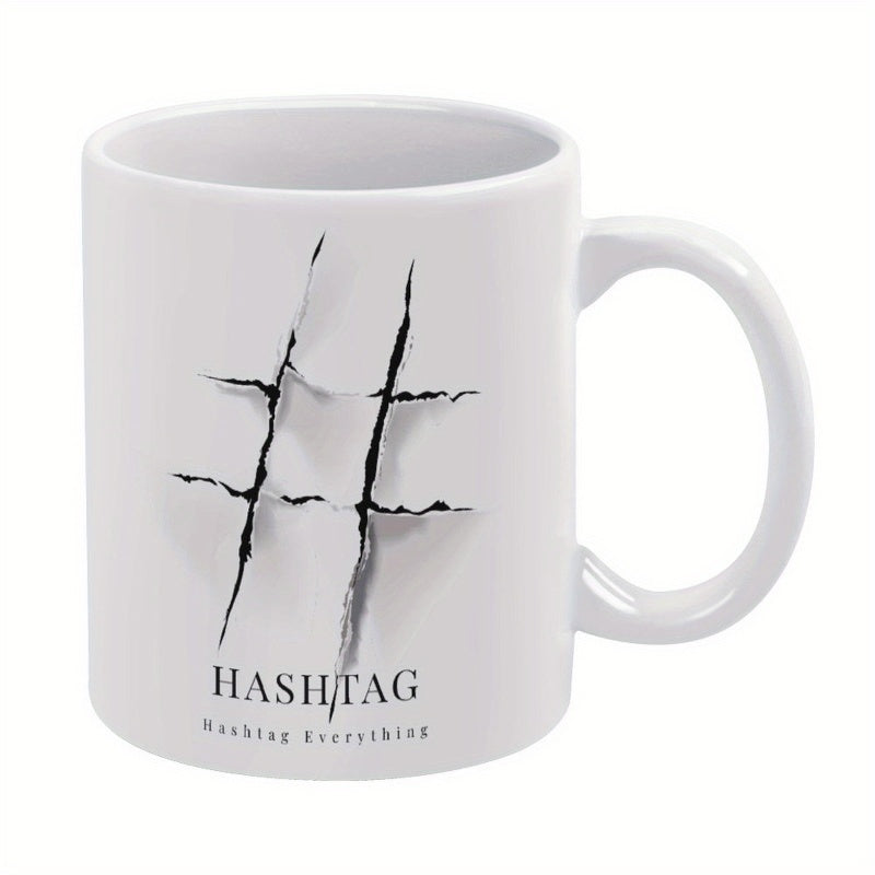 Tailorly White Ceramic 11 oz Mug - Hashtag Hashtag Everything Realistic Three Dimensional Ripped Claw Scratch Effect Symbol Sign Mug