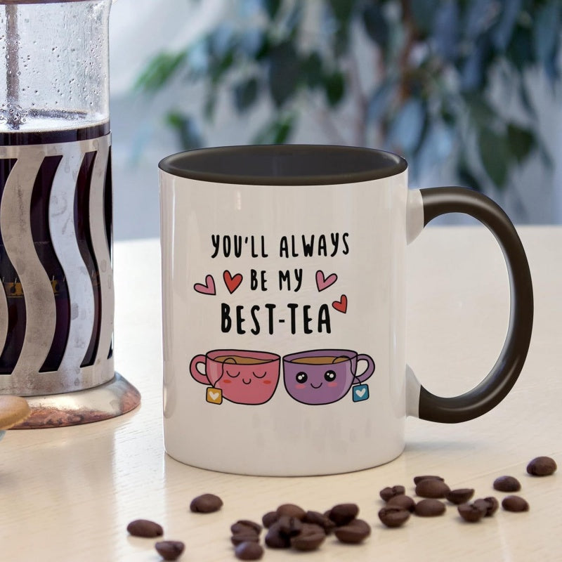 Tailorly Black Accent 11 oz Mug - cute teacup illustration