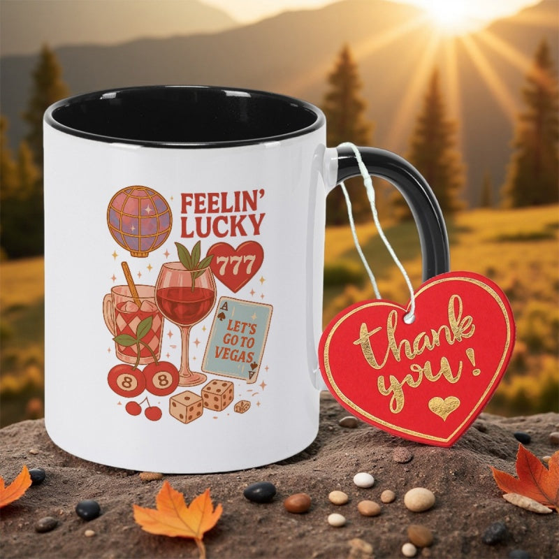 Tailorly Black Accent 11 oz Mug - vibrant gambling drink illustrations