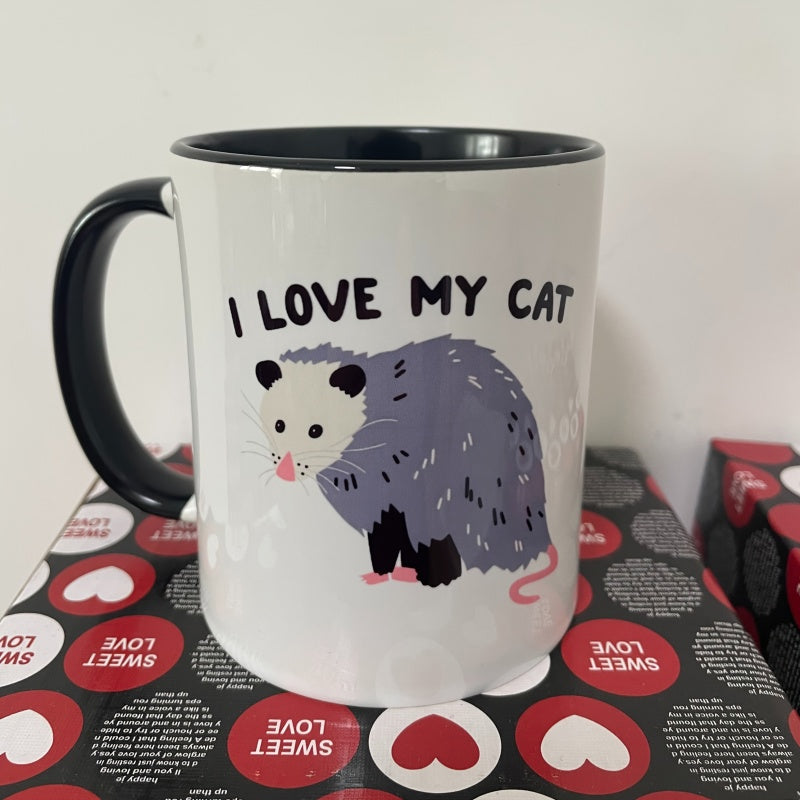 Tailorly Black Accent 11 oz Mug - funny screaming possum