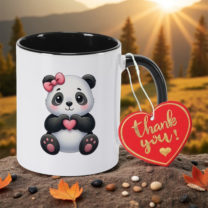 Tailorly Black Accent 11 oz Mug - panda hearts