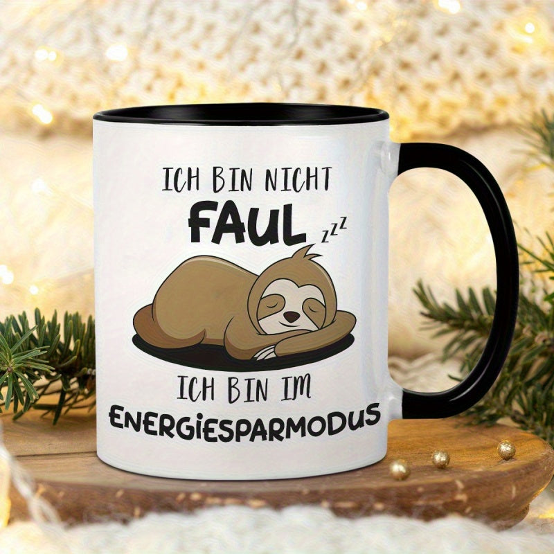 Tailorly Black Accent 11 oz Mug - humorous sloth 11oz ceramic coffee cup featuring ich bin nicht faul design birthdays for men and women comfortable