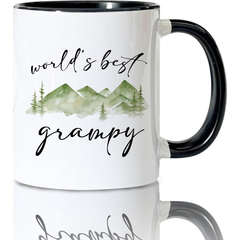 Tailorly Black Accent 11 oz Mug - coffee mugs for fathers day from grandchildren grandpa tea cup gifts for birthday ceramic coffee tea mug