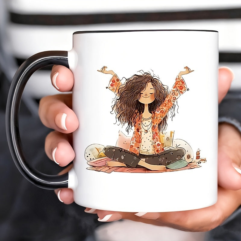 Tailorly Black Accent 11 oz Mug - boho style who care and relaxation