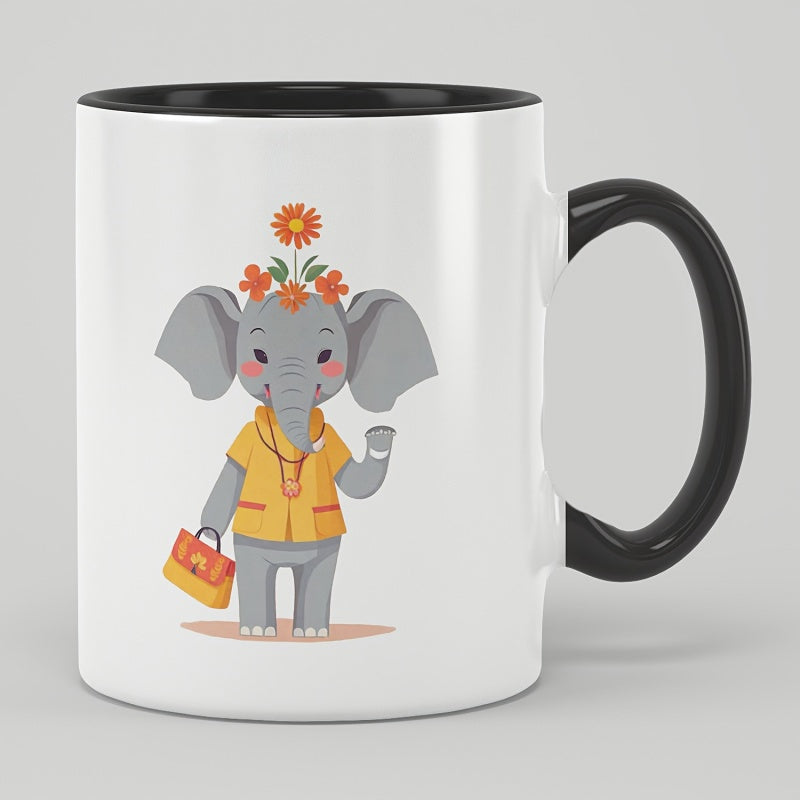 Tailorly Black Accent 11 oz Mug - 1pc 11oz 330ml creative gift pattern ceramic mug coffee cup water cup trendy personality mug funny mug for friends