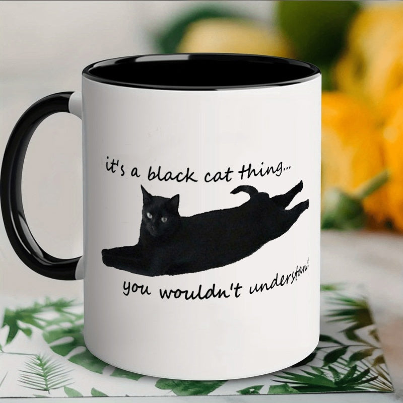 Tailorly Black Accent 11 oz Mug - funny black cat illustration