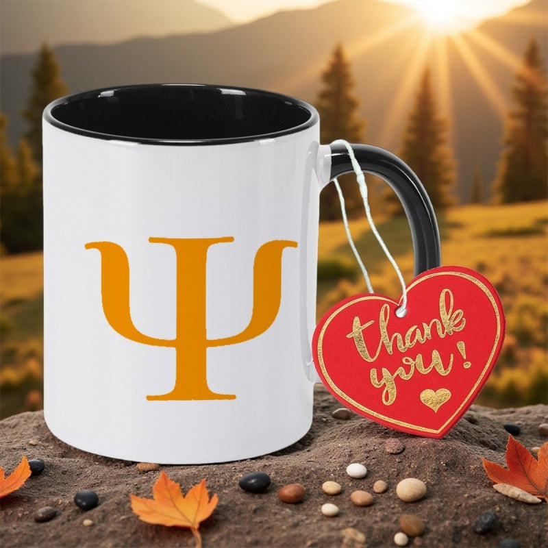 Tailorly Black Accent 11 oz Mug - punk psi psychology logo with greek letter psi