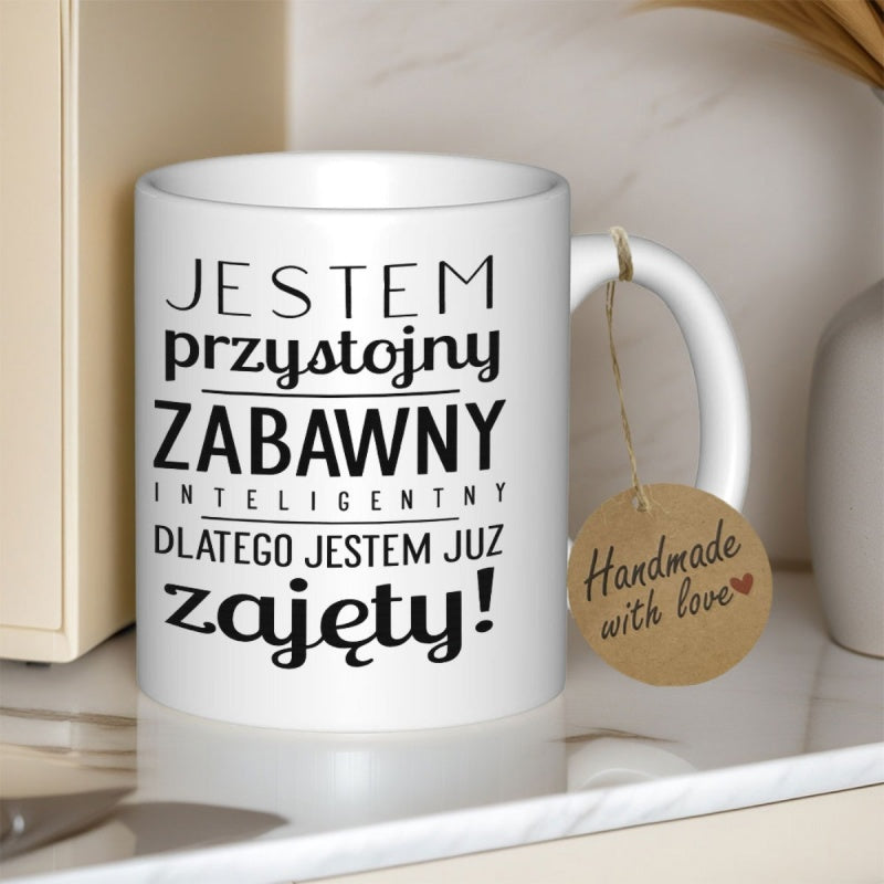 Tailorly White Ceramic 11 oz Mug - Handmade With Love White Ceramic Cylindrical Vessel Displaying Bold Typographic Minimalist Design Mug