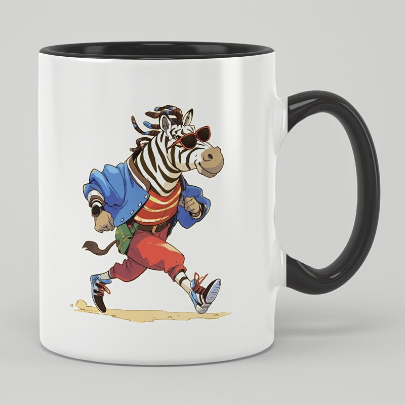 Tailorly Black Accent 11 oz Mug - zebra mr pattern