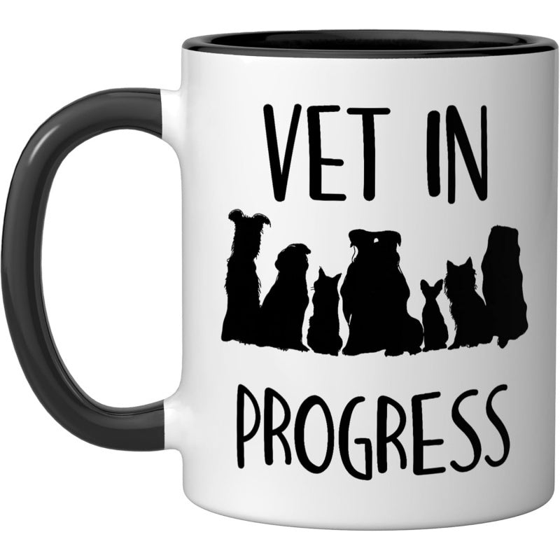 Tailorly Black Accent 11 oz Mug - vet in progress black and white