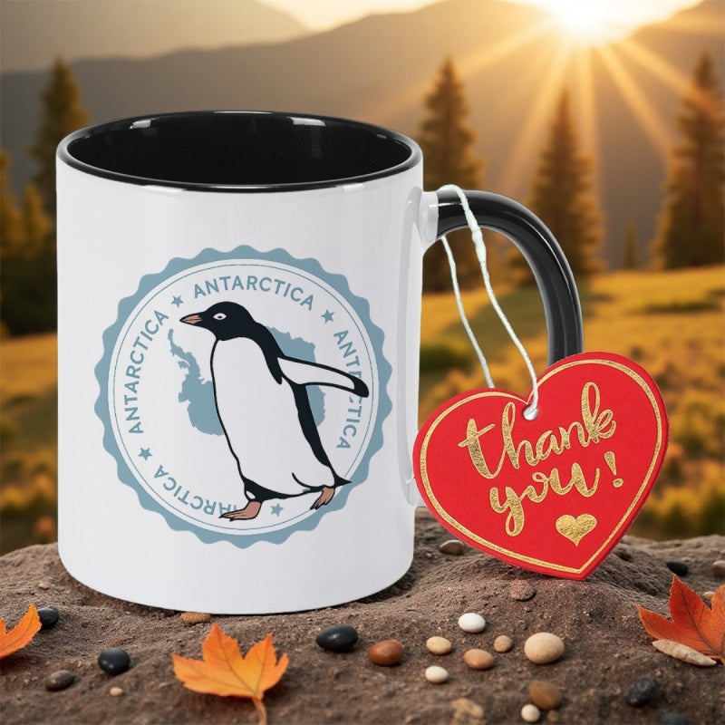 Tailorly Black Accent 11 oz Mug - penguin antarctica blueantarctic design n stm ceramic coffee mug coffee cup vintage style 11oz350ml stylish holiday