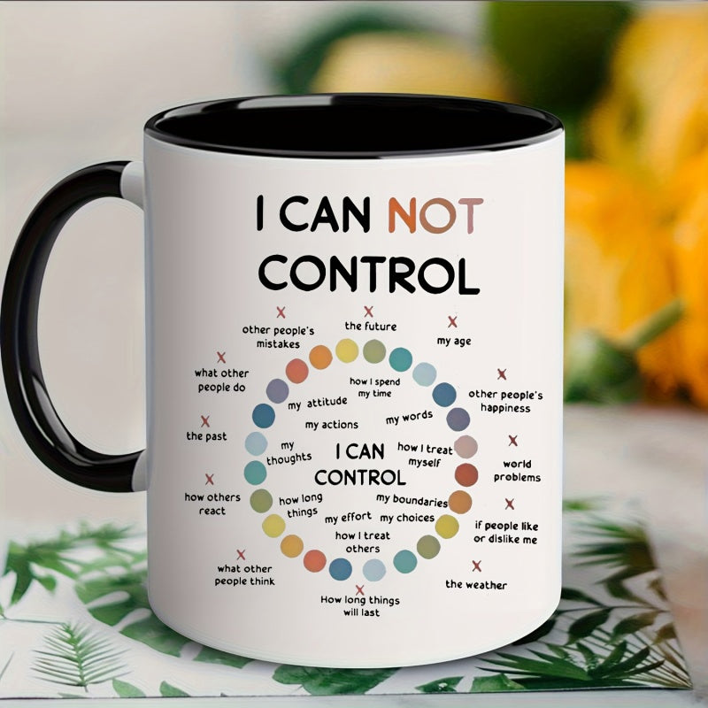 Tailorly Black Accent 11 oz Mug - inspirational ceramic coffee mug for anxiety relief reusable dishwasher safe juice milk ideal gift for teachers day