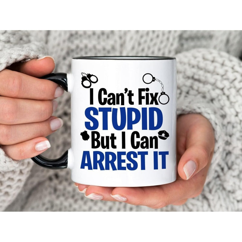 Tailorly Black Accent 11 oz Mug - funny i cant fix stupid but i can it