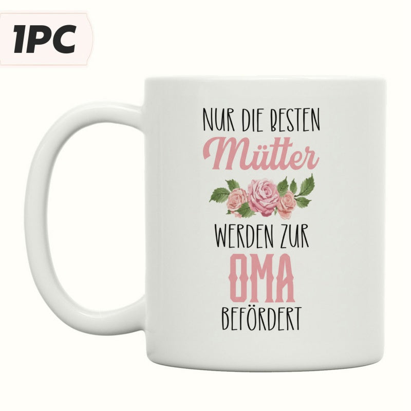 Tailorly White Ceramic 11 oz Mug - Soft Pink Blooming Flowers With Vibrant Green Leaves Elegant Decorative Rose