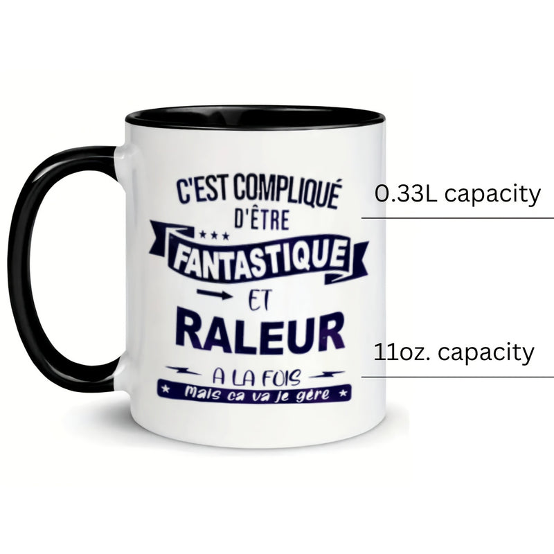 Tailorly Black Accent 11 oz Mug - funny mug with text "french since when to laugh at a face"