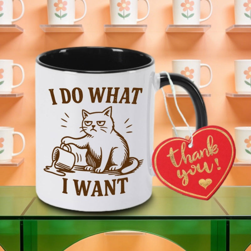 Tailorly Black Accent 11 oz Mug - funny i do cat