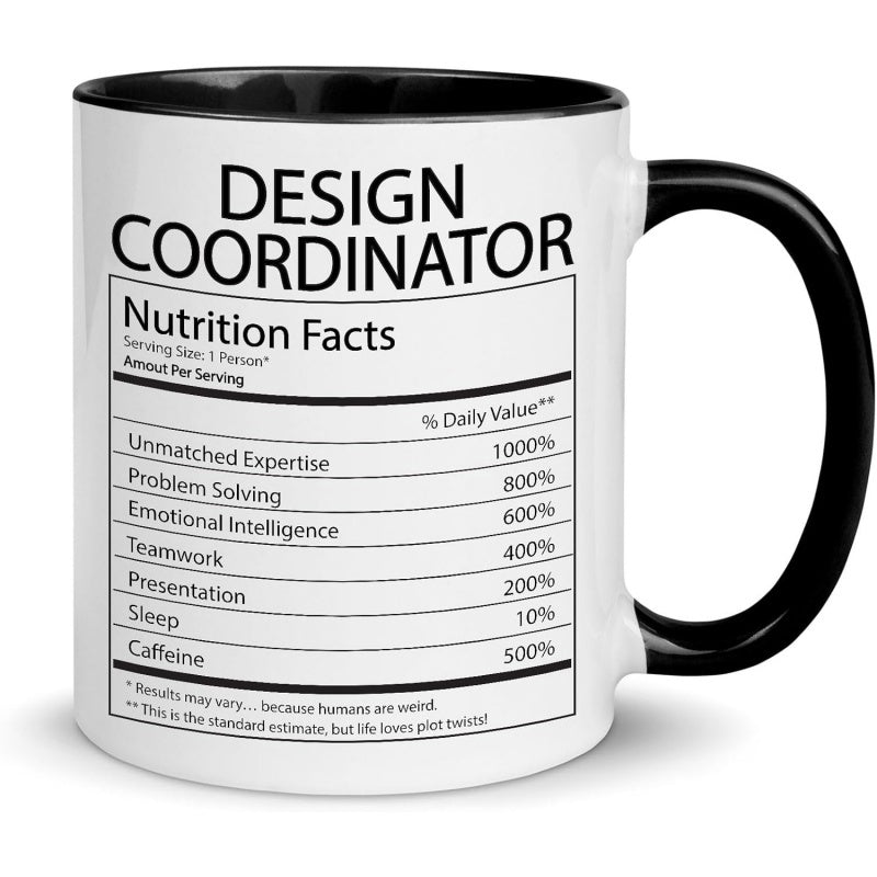 Tailorly Black Accent 11 oz Mug - nutrition facts text design